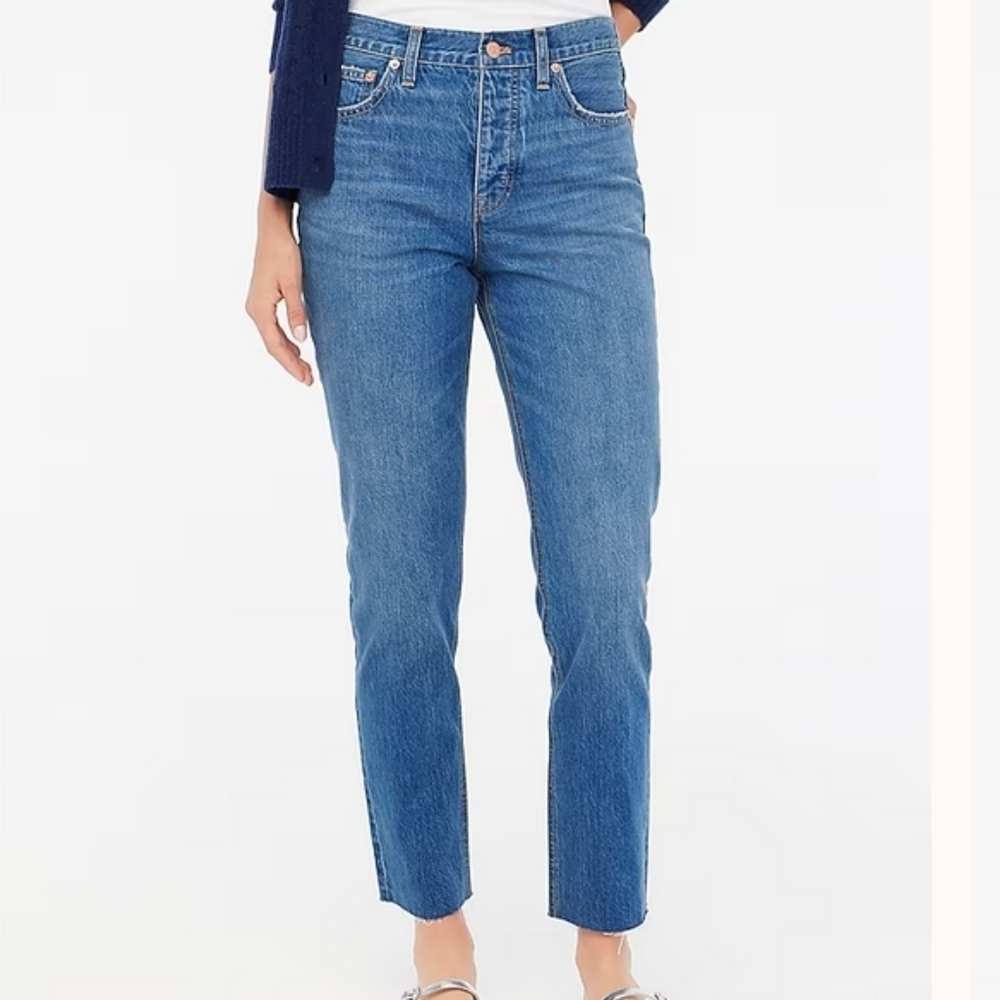 NWT J. Crew Premium Edition High Rise Straight Jeans Rigid Denim 27 Button Fly - Picture 1 of 10